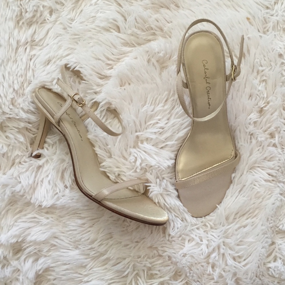 golden satin heels